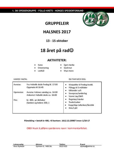 Gruppeleir Halsnes 13.-15.-oktober